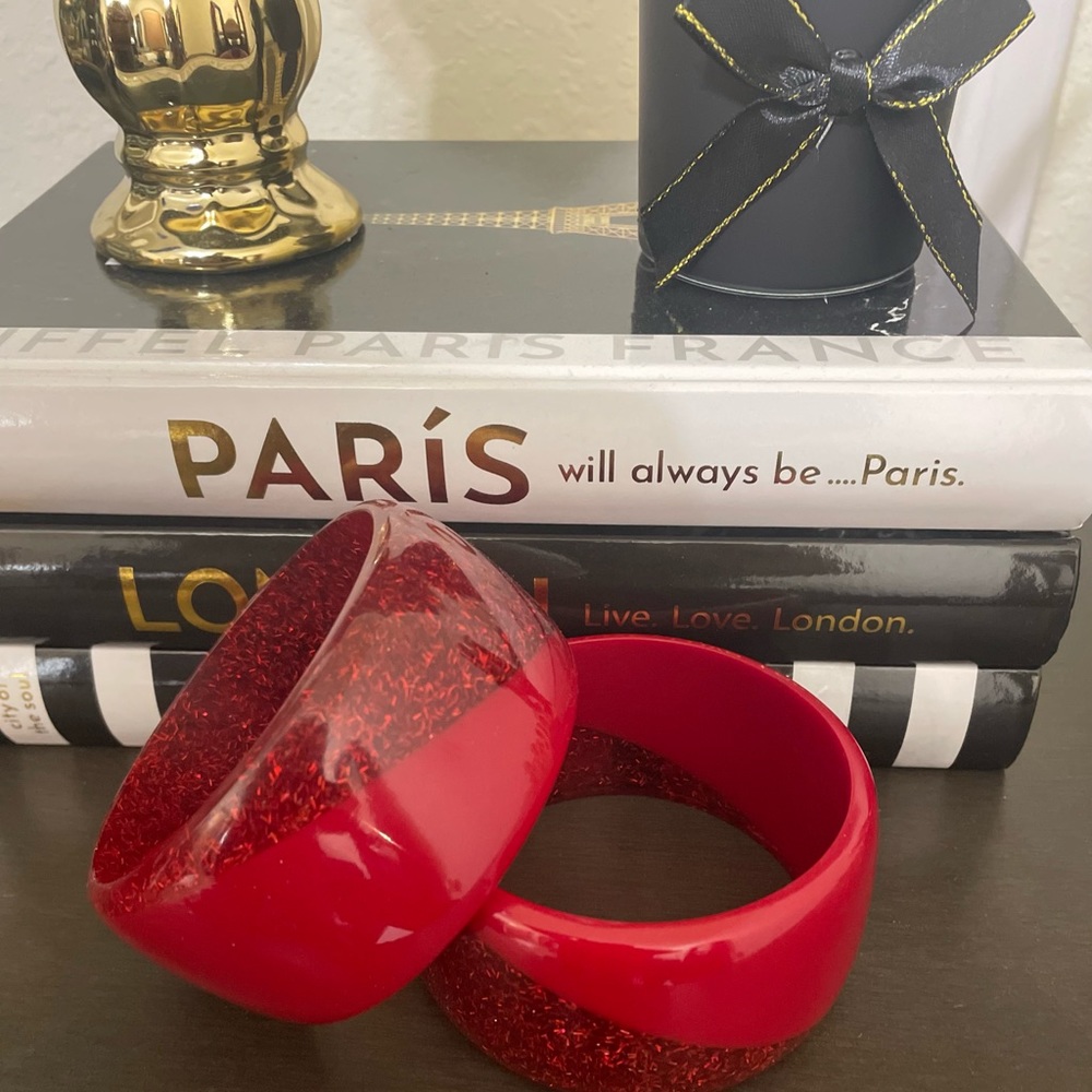 Milaja Candy Apple Red I Heart You Bangles